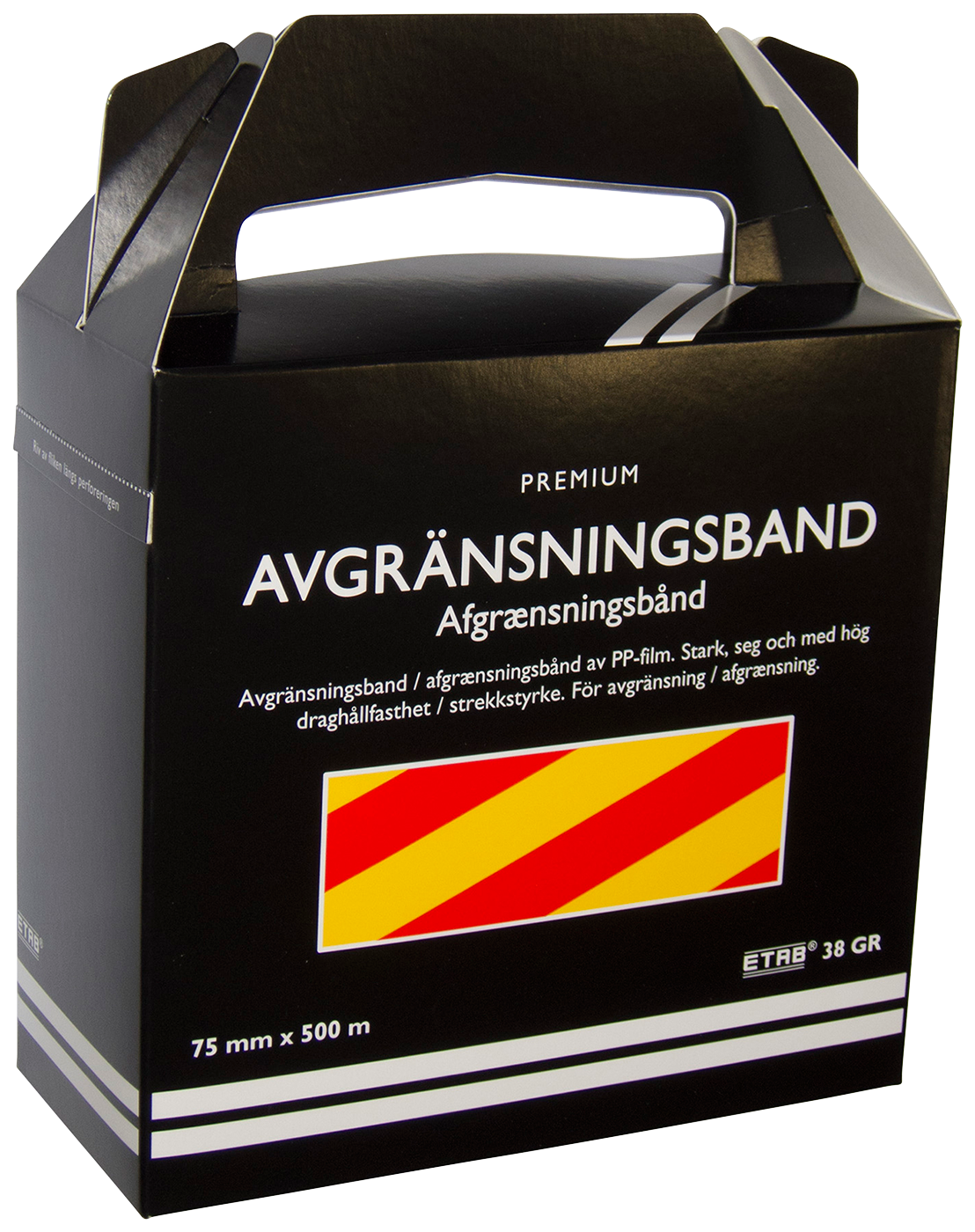 Varningsband 38Gr Gul/Röd 75Mm