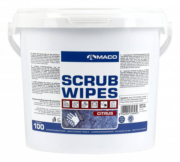 Maco Scrub Wipes Citrus Blå 100St