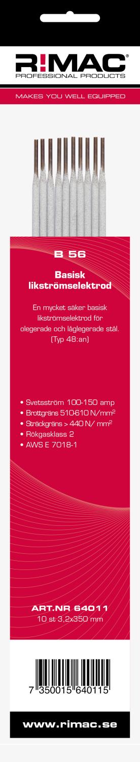 Svetselektrod 7016 B56 3,2mm x 10st/frp