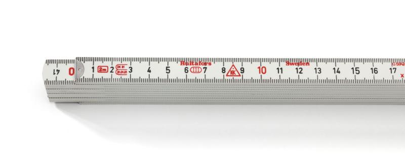 Meterstock GE59, VIT, mm, glasfiber, 2 meter
