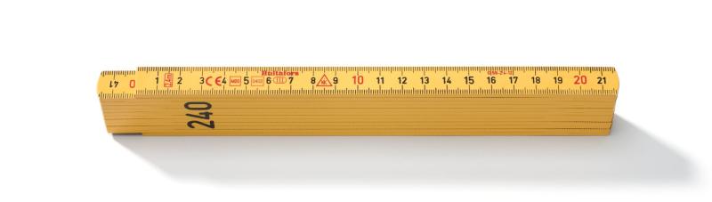 Meterstock GE59, GUL, mm, glasfiber, 2,4 meter