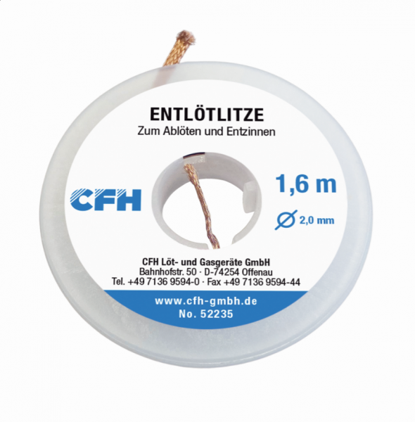 Avlödningsfläta 2,0mm x 1,6m CFH