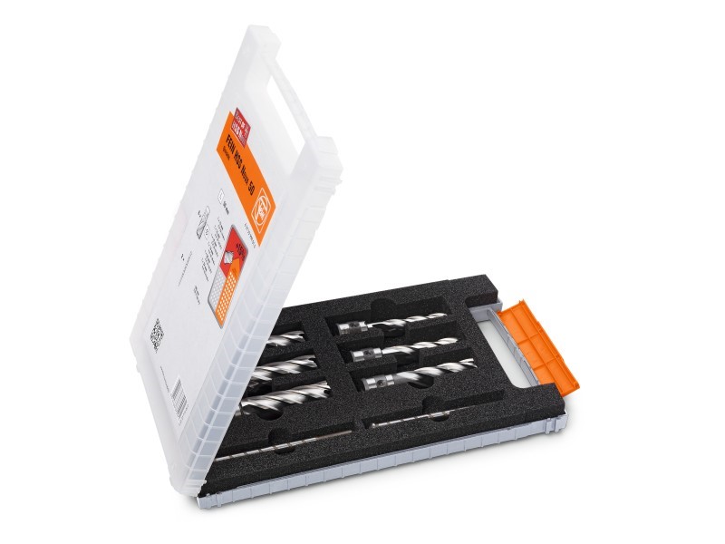 Kärnborrsats HSS, 12,14,16,18,20,22 mm, längd 50 mm, Weldon-fäste, Fein