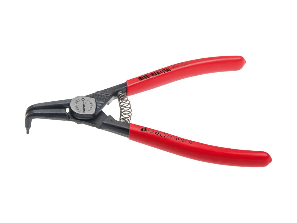 Låsringstång Böjd A 01 För Ytterringar, 3-10Mm, Huvud Polerat, Handtag Med Plastöverdrag, Format