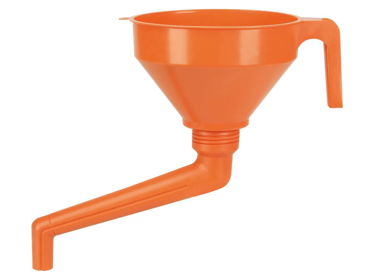 Tratt vinklad Ø 160mm, av polyetylen, med överloppsrand + sil