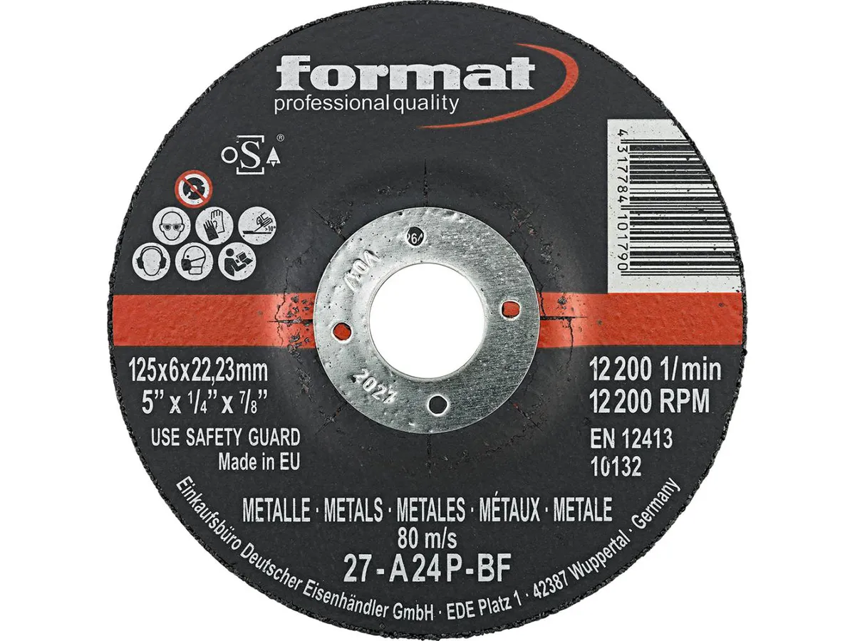 Grovslipskiva för stål/gjutgärn, 230x8mm, försänkt, Format