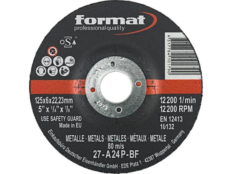 Grovslipskiva för stål/gjutgärn, 180x8mm, försänkt, Format