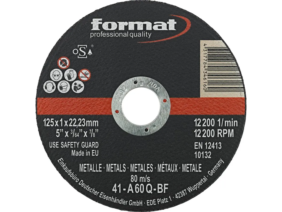 Kapskiva för stål, 125x1,6mm, rak, Format