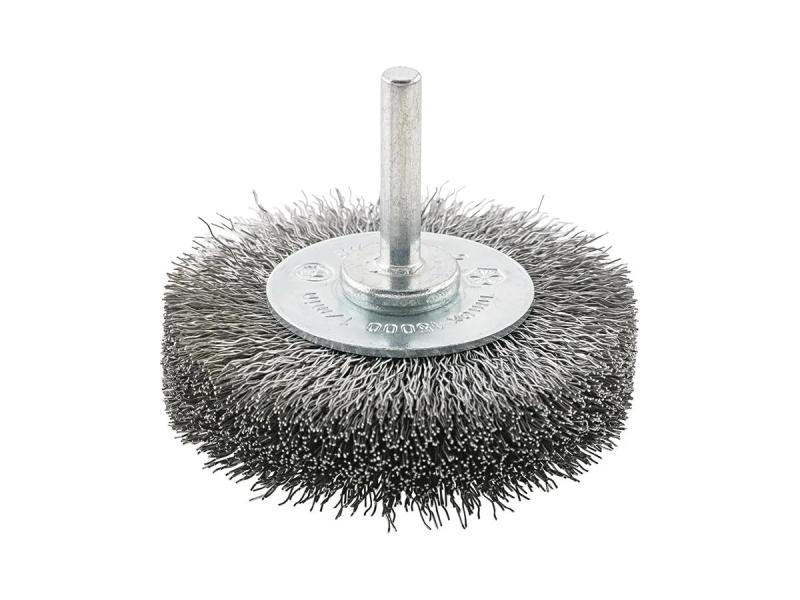 Cirkulärborste med skaft, Vågig, 40mm, ståltråd, Format