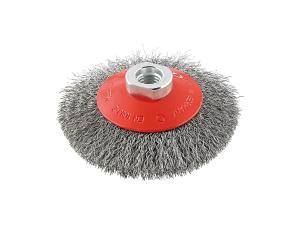 Konformad stålborste, Vågig, 100mm, M14, ståltråd, Format