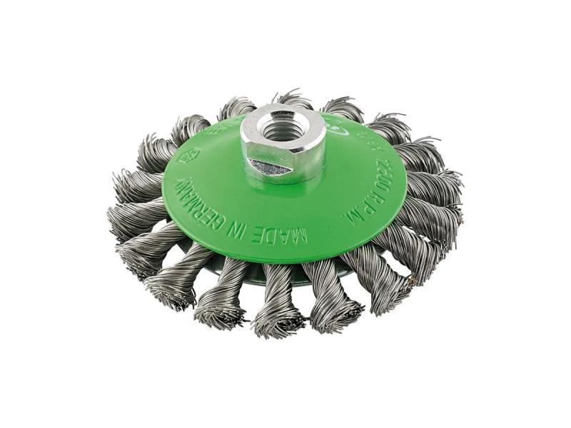 Konformad stålborste, Virad, 115x0,5mm, M14, rostfri, Format