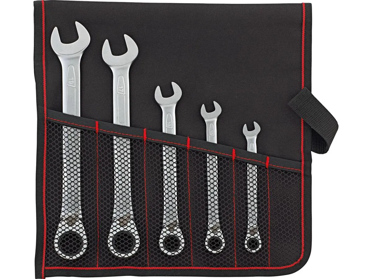 Ringnyckel-Sats 8-19 Mm, Med Spärrhake, 5 Delar Omkopplingsbar Fabrikat Format