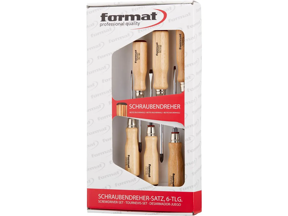 Skruvmejselsats Med Trähandtag Spår 3,5-10Mm + Ph 1+2, Format