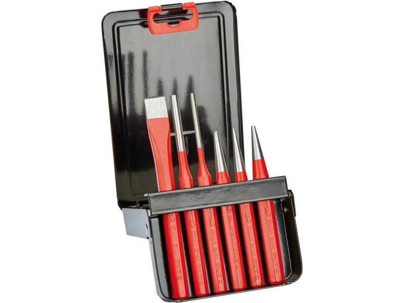 Slagmejselsats, 6 Delar I Stålkassett