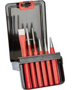 Slagmejselsats, 6 Delar I Stålkassett