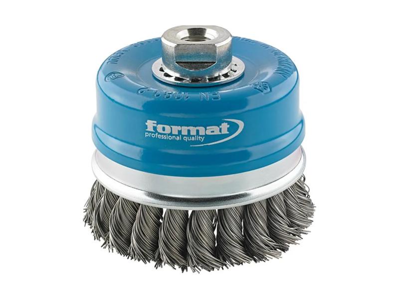 Axialborste med stödring, Virad,80x0,35mm, M14, ståltråd, Format