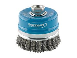 Axialborste med stödring, Virad, 80x0,5mm, M14, ståltråd, Format