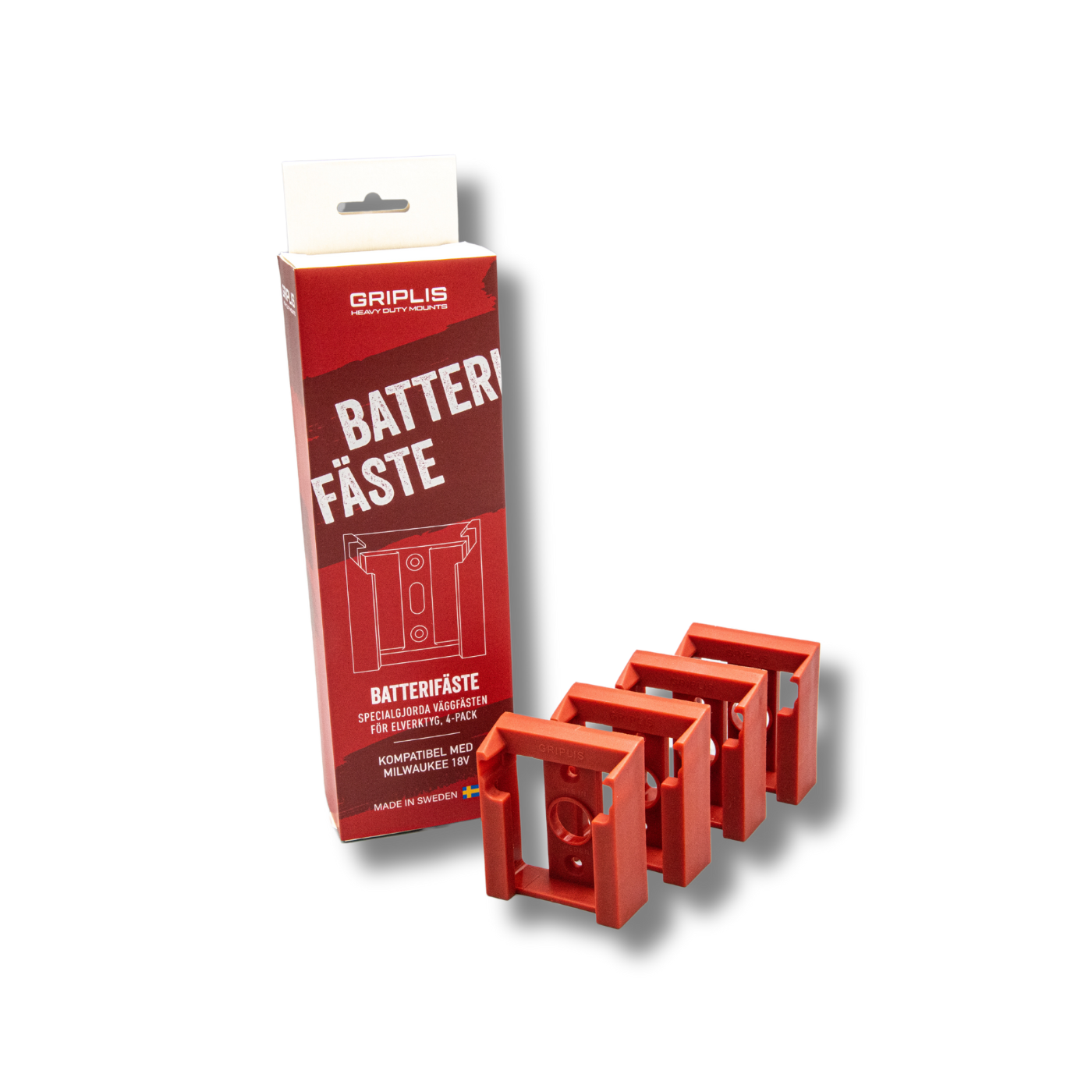 Batterifäste Milwaukee Kompatibel 18V 4-Pack, Griplis