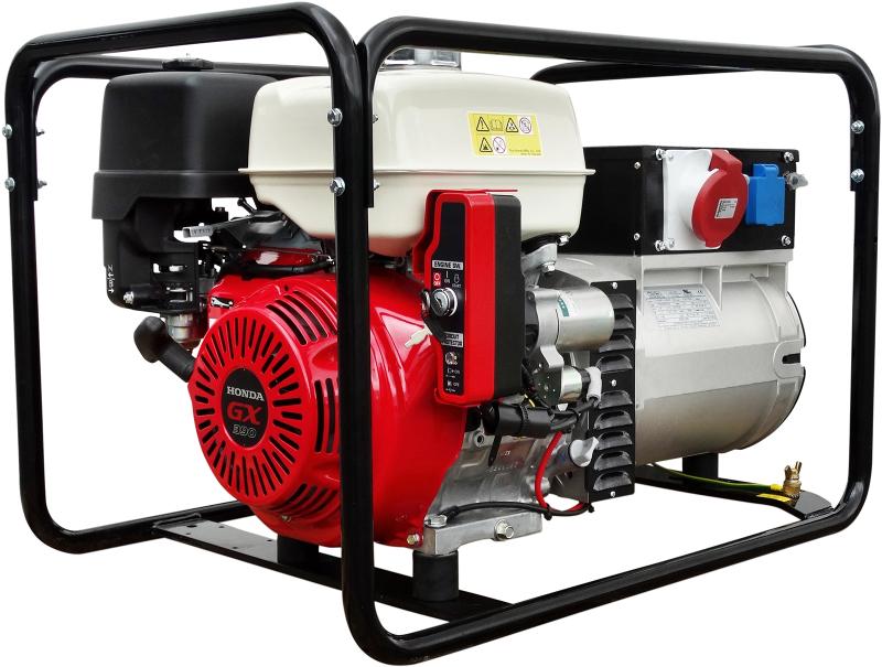 Elverk AH-850, 8,5 kVA, med elstart, bensin, 1-fas + 3-fas