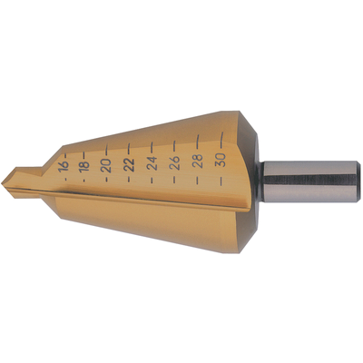 Plåtborr HSS TiN, stlk 3, 16,0-30,5mm FORMAT