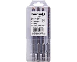 HM-hammarborrsats, 5-12mm, 7 delar, SDS-plus i metallkassett, FORMAT