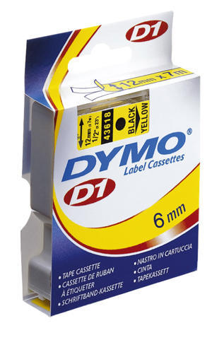 Märkband DYMO D1 12x7, Svart text på transparant tejp
