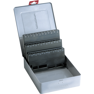 Borrkassett av metall, tomt, för 24 borr DIN338, 1-10,5x0,5mm + spec.m.