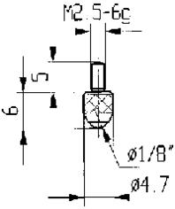 Mätinsats F Gänga M2,5 Sfäroidisk Hårdmetall