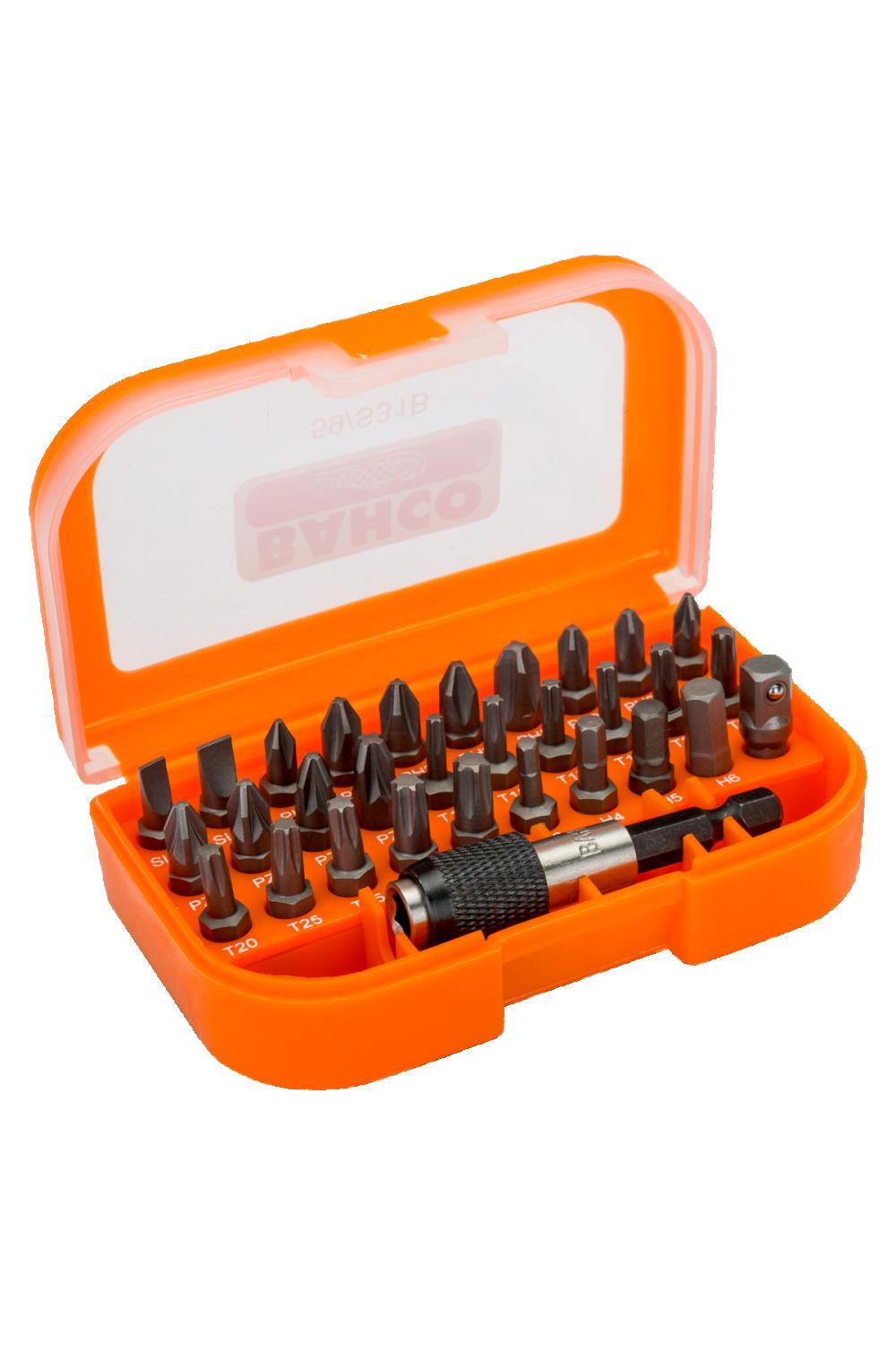 1/4" bitssats för spår-, Phillips-, Pozidriv-, Torx-, insexskruv, 31 delar, Bahco