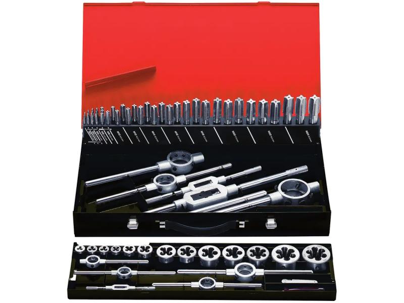 Gängsats 62-delar HSS, DIN352, M3-M24, med handgängtapp + gängsnitt & gängkloppa, FORMAT