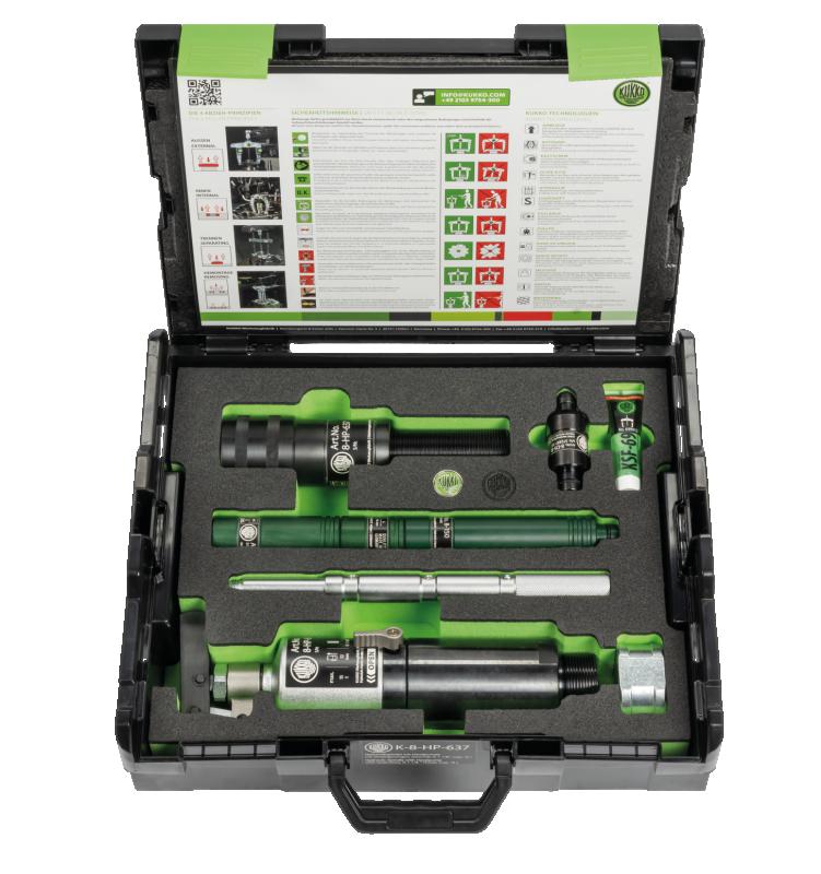 Hydraulisk spindel med handtagsmanövrering i väska, upp till 15 t dragkraft (gängmått )