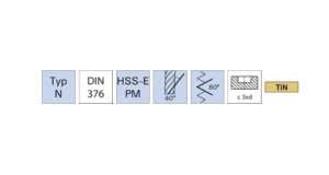 Maskingängtapp HSS-E TiN, DIN376, UNI, M12, spiral, GÜHRING