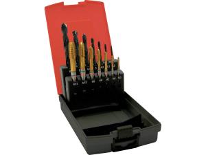 Maskingängtappsats + borr HSS-E PM TiN, DIN371, TANDEM, typ N, M3-M12, rak, FORMAT
