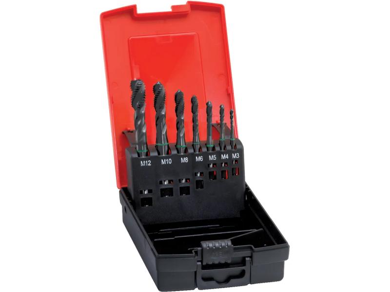 Maskingängtappsats HSS-E TiN, DIN371/376, M3-M12, spiral, FORMAT