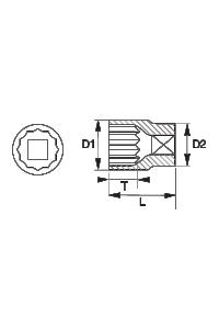Hylsa 3/4" 12-Kant 1"