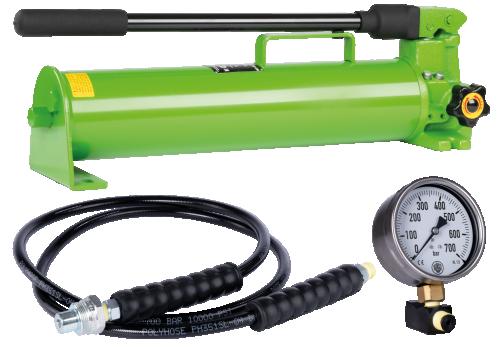 Handpump med slang, manometer