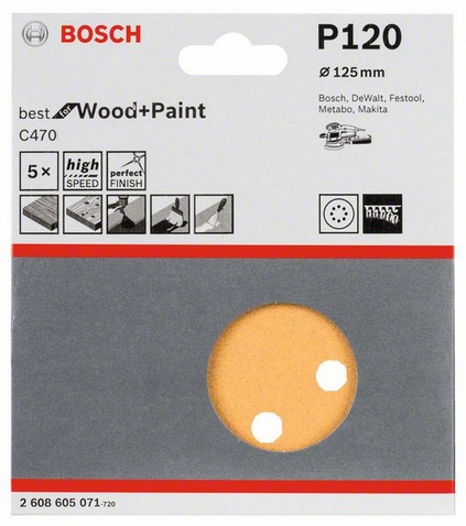 Slippapper för excenterslip 125 mm Bosch Best 5-pack