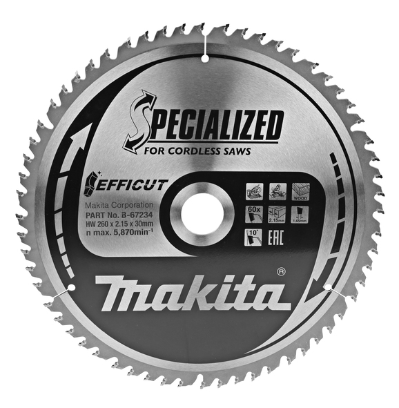 Sågklinga Trä 260x30x2,15 60T Efficut