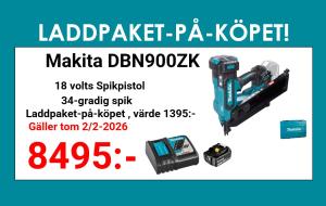Makita DBN900ZK Spikpistol 18V + laddpaket-på-köpet !