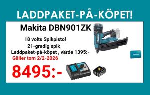 Makita DBN901ZK Spikpistol 18V + laddpaket-på-köpet !