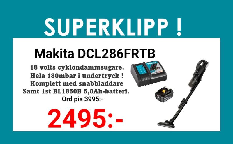 Makita DCL286FRTB Dammsugare cyklon svart 18V komplett