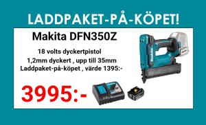 Makita DFN350Z Dyckertpistol 18V + laddpaket-på-köpet!