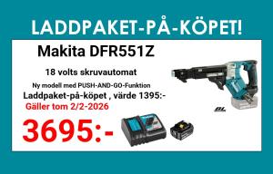 Makita DFR551Z Skruvautomat 18V + laddpaket-på-köpet !