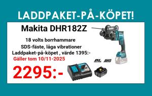 Makita DHR182Z Borrhammare 18V + laddpaket-på-köpet, värde 1395:-