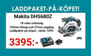 Makita DHS680Z Cirkelsåg 18V, 165mm + laddpaket-på-köpet!
