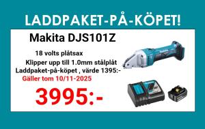 Makita DJS101Z Plåtsax 18v + laddpaket-på-köpet, värde 1395:-