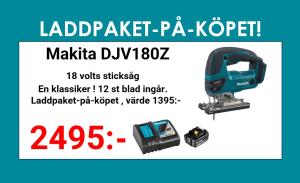 Makita DJV180Z Sticksåg 18V + laddpaket-på-köpet!