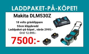 Makita DLM530Z Gräsklippare 2x18V +laddpaket-på-köpet !
