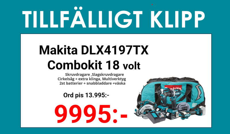 Makita DLX4197TX combokit (4 st maskiner i väska)