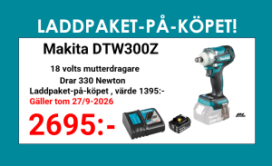 Makita DTW300Z Mutterdragare 18V + laddpaket-på-köpet. värde 1395:-